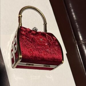 Chic Red Embroidered Clutch